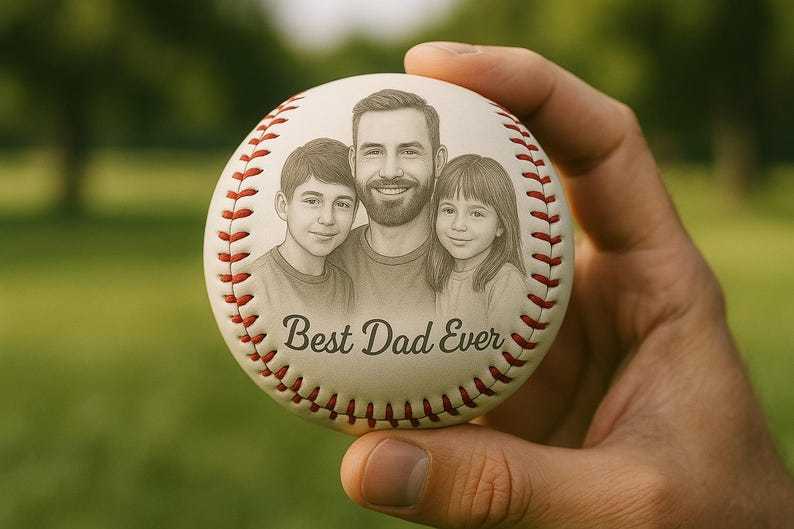 Custom Photo Engraved Baseball, Fathers Day Gifts For Dad, Best Dad Ever