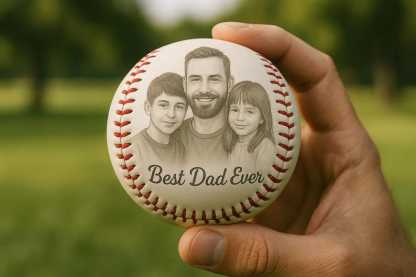 Custom Photo Engraved Baseball, Fathers Day Gifts For Dad, Best Dad Ever