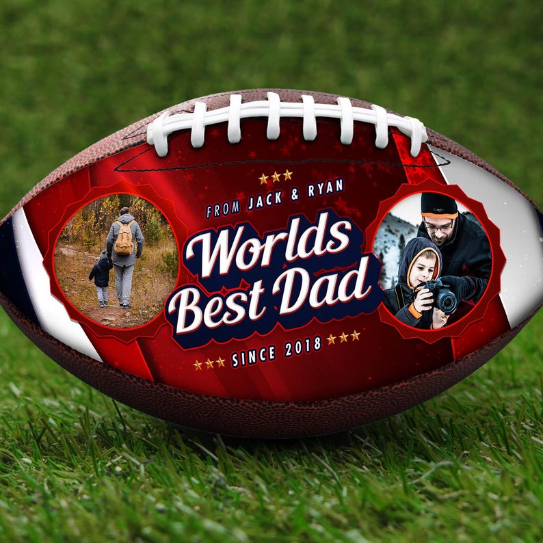 Custom Photo Stars And Stripes Design Football, Father's Day Gift, Gifts For Football Lovers