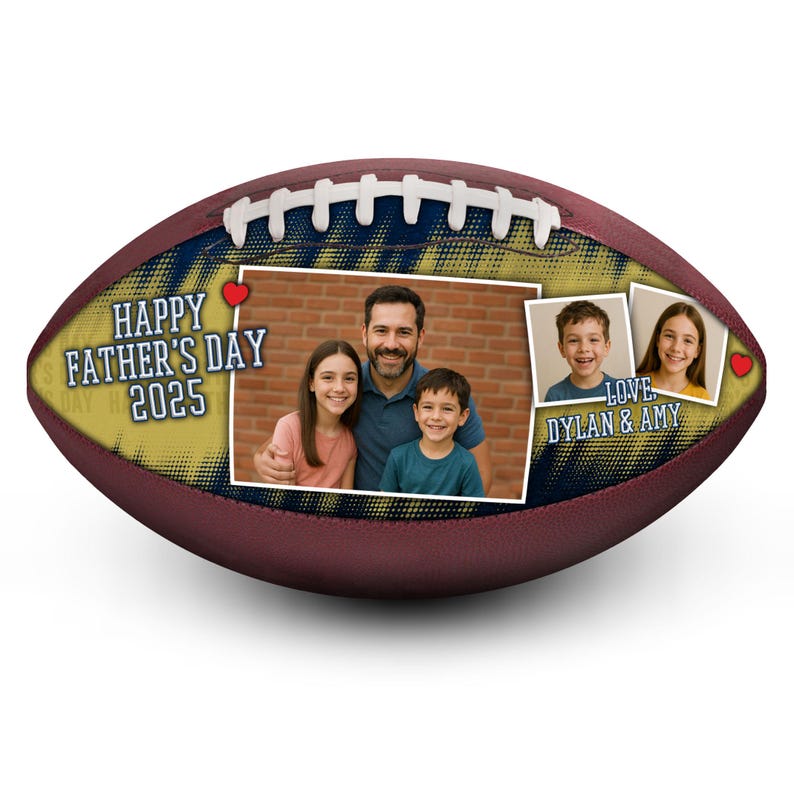 Custom Photo Football | Touchdown Design | Father's Day Football Gift 