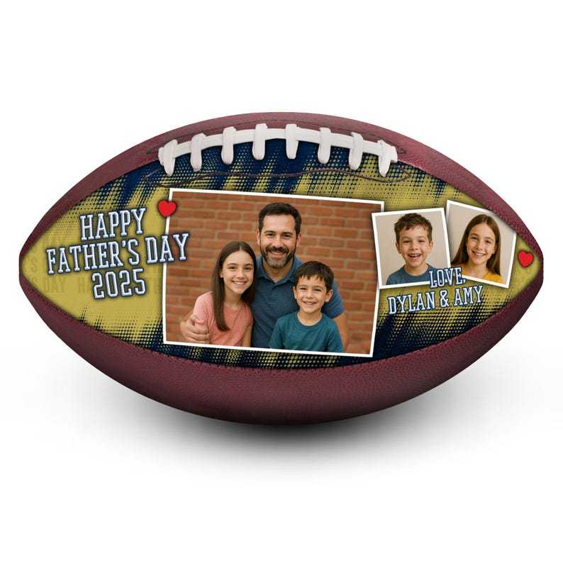 Custom Photo Football | Touchdown Design | Father's Day Football Gift 