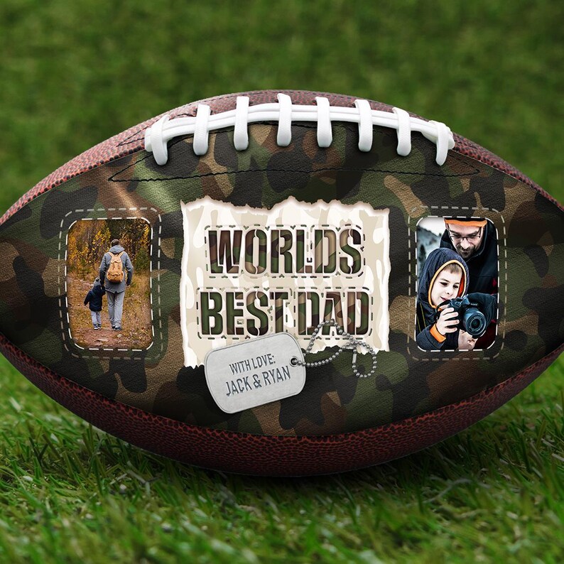 Custom Photo Football | Camo (Hunter) Design | Father's Day Football Gift