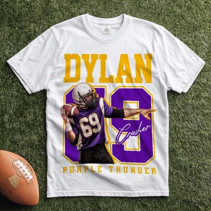 Custom American Football Player Photo Shirts, Football Team Gifts With Name And Number