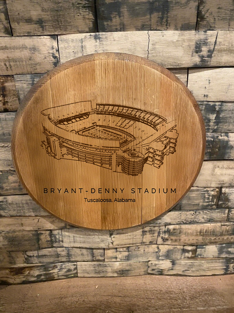 Bryant-Denny Stadium Laser-Engraved Barrel Heads