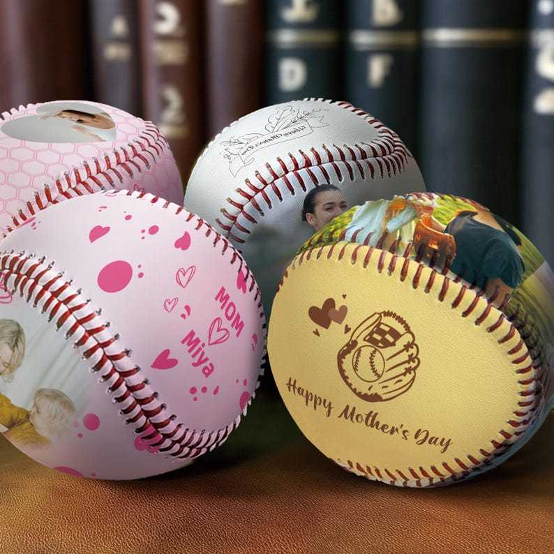 Custom Photos And Name Baseball - Mother's Day Gift