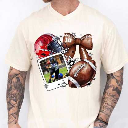 Custom Football Moment Sports T-Shirts With Photo, Name And Number