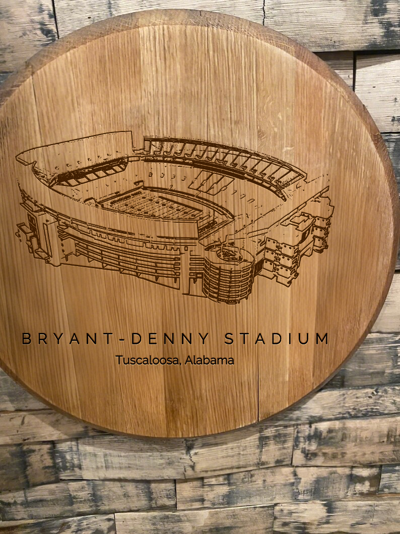 Bryant-Denny Stadium Laser-Engraved Barrel Heads