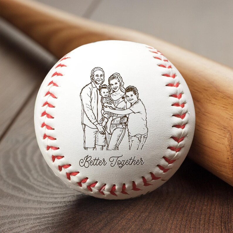 Custom Photo Better Together Family – Custom Engraved Baseball, Unique Gift For Dad, Mom Keepsake