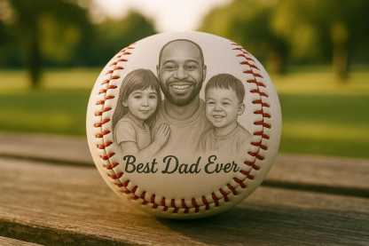 Custom Photo Engraved Baseball, Fathers Day Gifts For Dad, Best Dad Ever