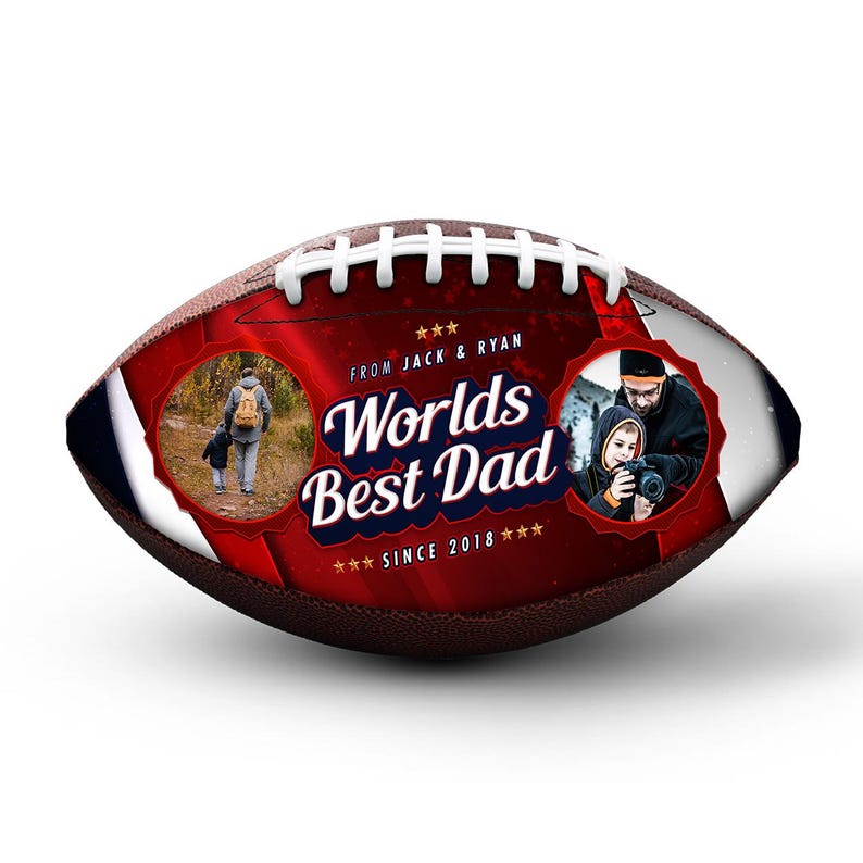 Custom Photo Stars And Stripes Design Football, Father's Day Gift, Gifts For Football Lovers