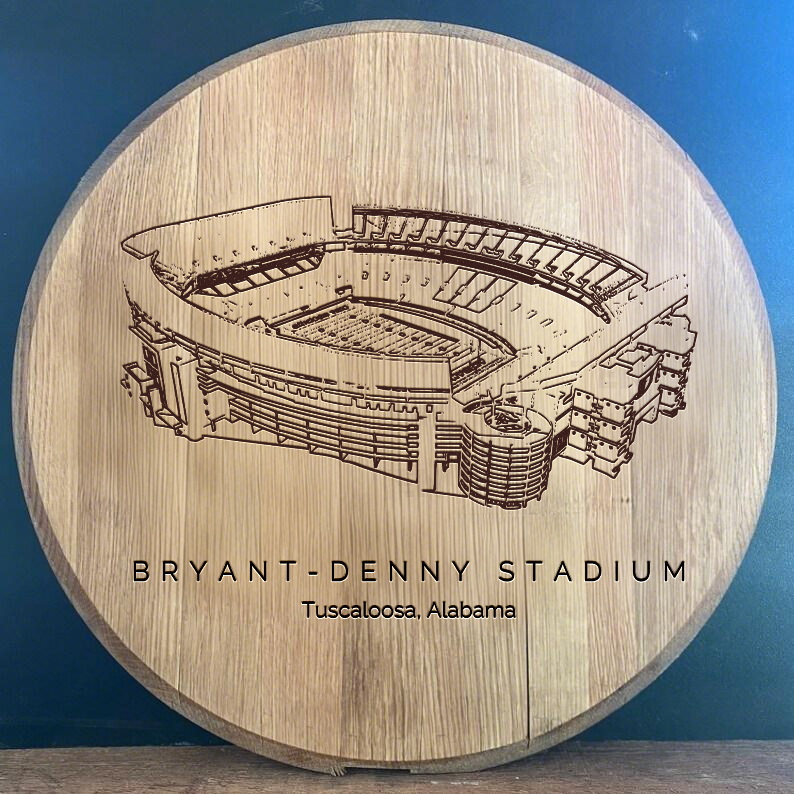 Bryant-Denny Stadium Laser-Engraved Barrel Heads