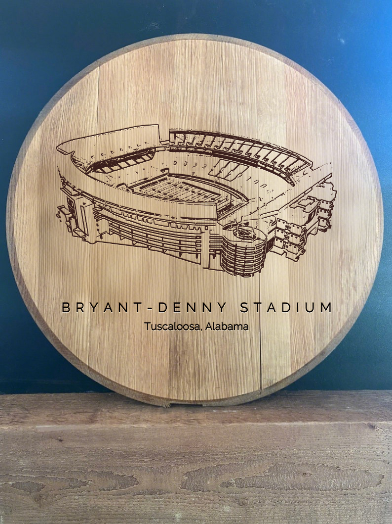 Bryant-Denny Stadium Laser-Engraved Barrel Heads