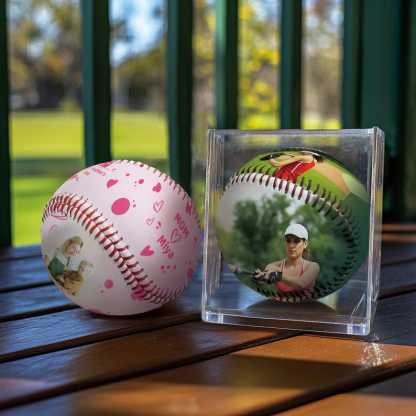 Custom Photos And Name Baseball - Mother's Day Gift