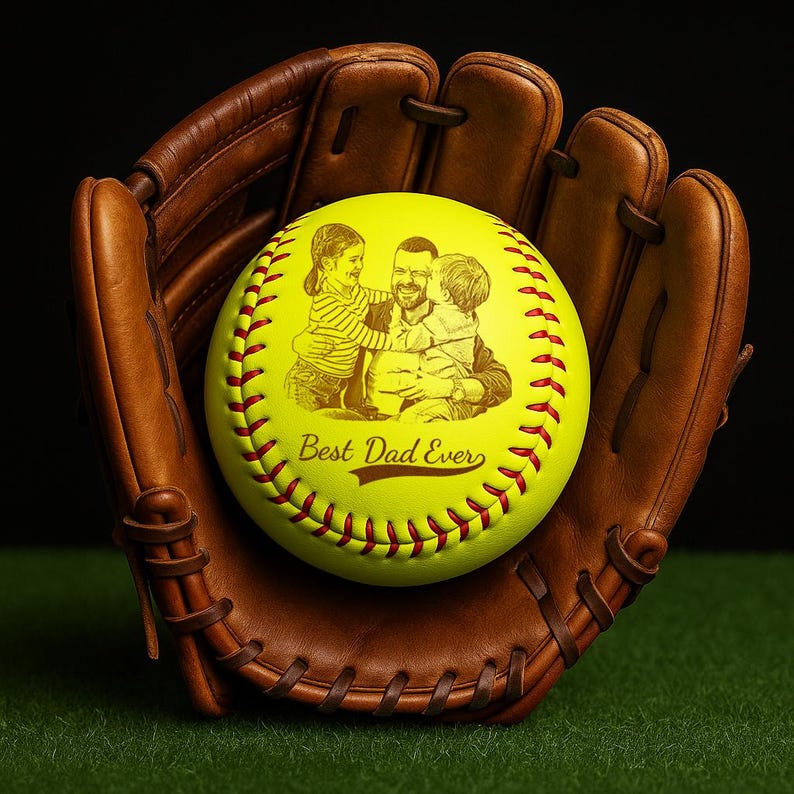 Custom Photo Engraved Baseball, Fathers Day Gifts For Dad, Best Dad Ever