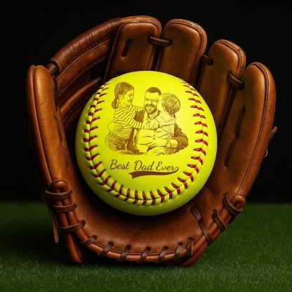 Custom Photo Engraved Baseball, Fathers Day Gifts For Dad, Best Dad Ever