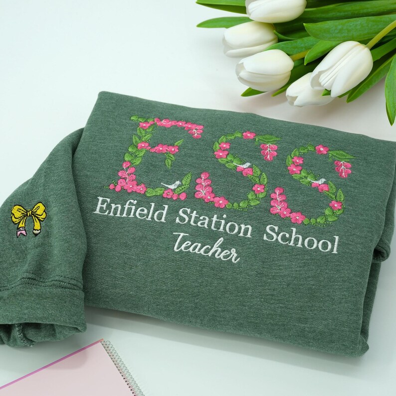 Custom College Floral Letter Embroidered Sweatshirt