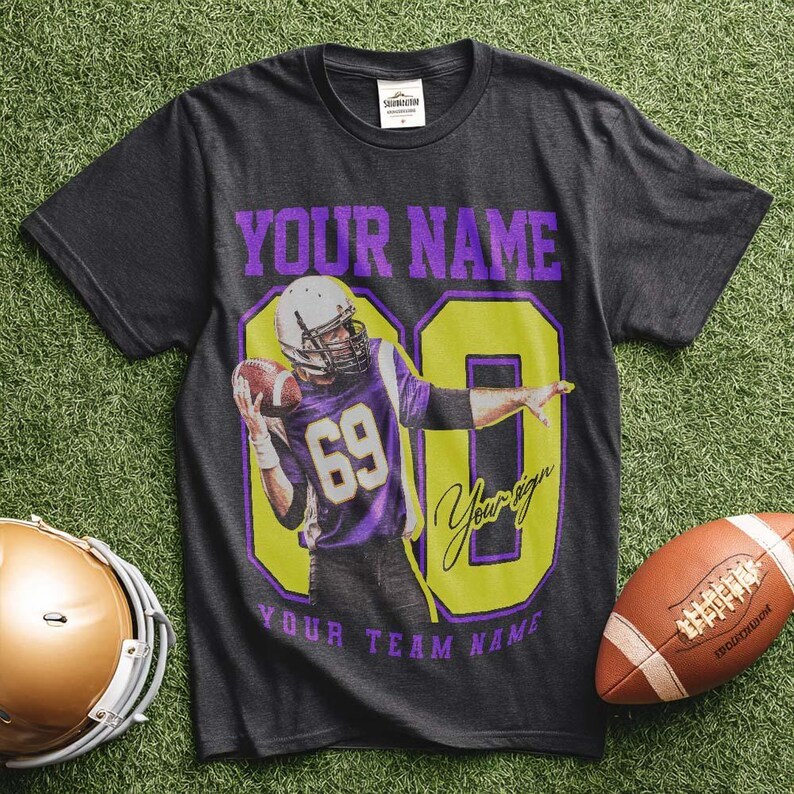 Custom American Football Player Photo Shirts, Football Team Gifts With Name And Number