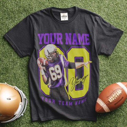 Custom American Football Player Photo Shirts, Football Team Gifts With Name And Number