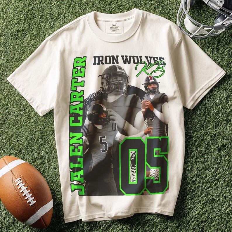 Customized American Football Photos Collage Shirt, Personalized Football Shirt With Name & Number