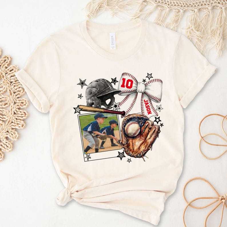 Custom Baseball Moment Sports T-Shirts With Photo, Name And Number