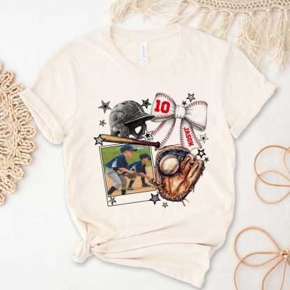 Custom Baseball Moment Sports T-Shirts With Photo, Name And Number