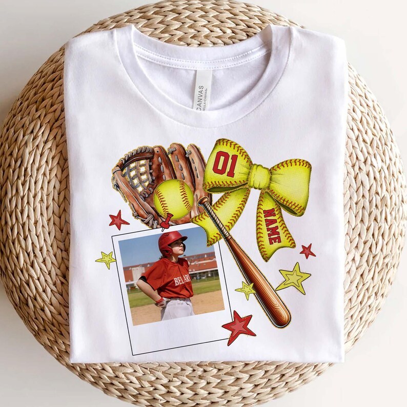 Custom Softball Moment Sports T-Shirts With Photo, Name And Number