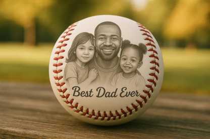 Custom Photo Engraved Baseball, Fathers Day Gifts For Dad, Best Dad Ever