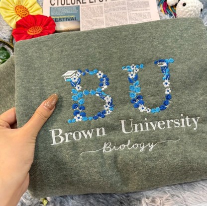 Custom College Floral Letter Embroidered Sweatshirt