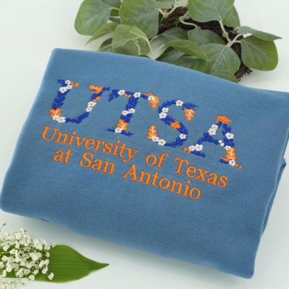 Custom College Floral Letter Embroidered Sweatshirt