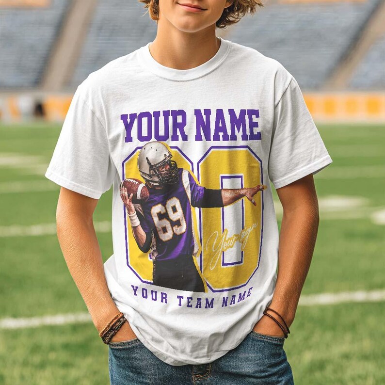 Custom American Football Player Photo Shirts, Football Team Gifts With Name And Number