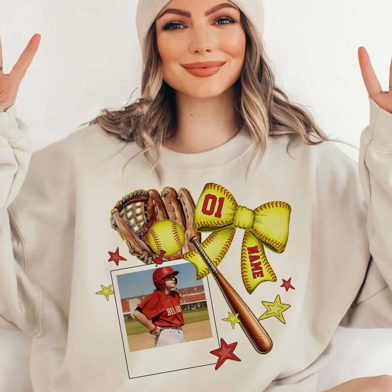 Custom Softball Moment Sports T-Shirts With Photo, Name And Number