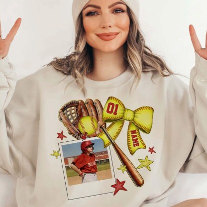 Custom Softball Moment Sports T-Shirts With Photo, Name And Number