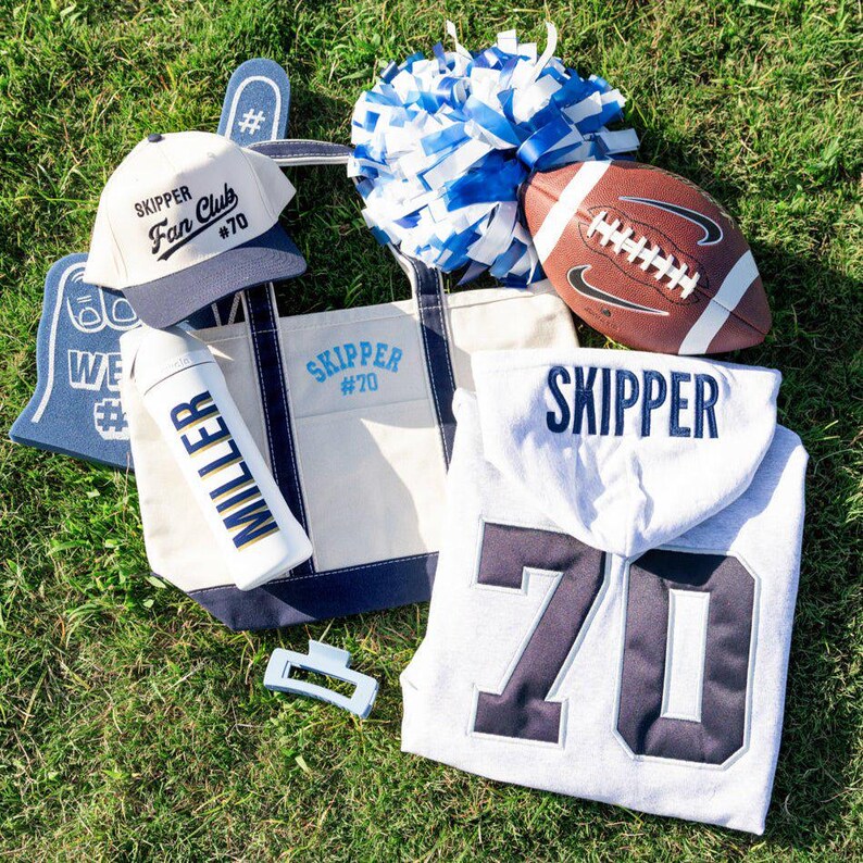 Embroidered Gameday Hoodie With Applique // Custom Football Team Name And Number Hoodie