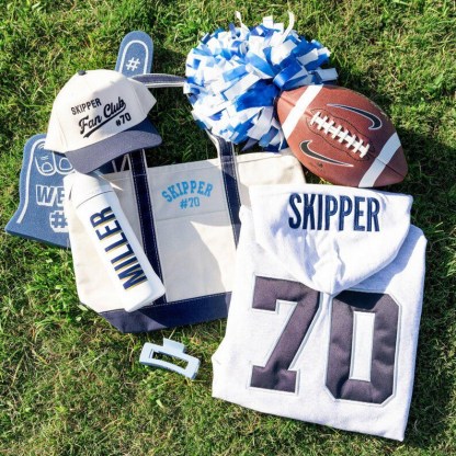 Embroidered Gameday Hoodie With Applique // Custom Football Team Name And Number Hoodie