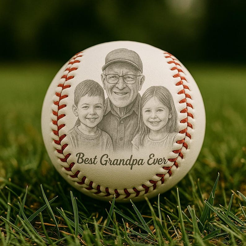 Custom Photo Engraved Baseball, Fathers Day Gifts For Dad, Best Dad Ever