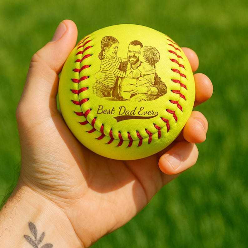 Custom Photo Engraved Baseball, Fathers Day Gifts For Dad, Best Dad Ever
