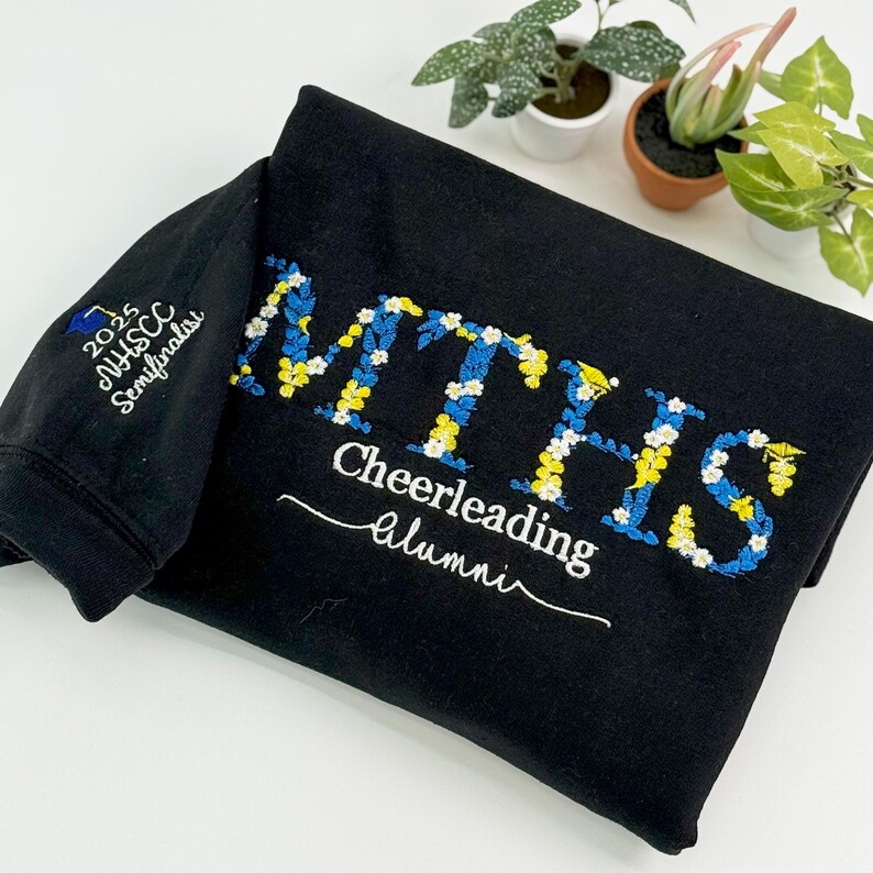 Custom College Floral Letter Embroidered Sweatshirt