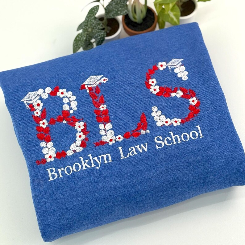 Custom College Floral Letter Embroidered Sweatshirt