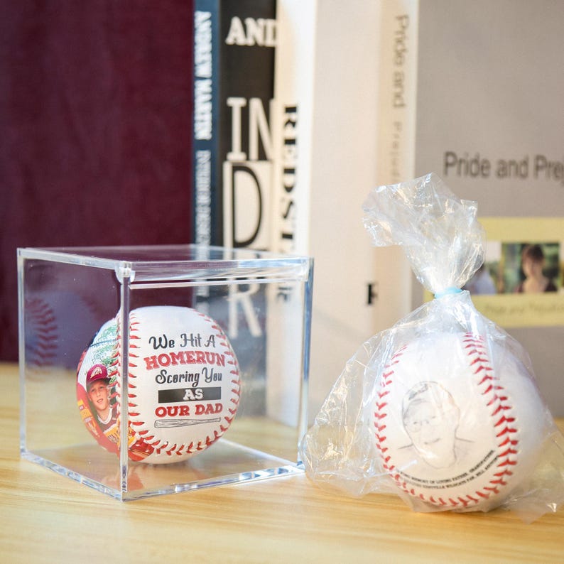 Custom Engraved Baseball With Photo And Text, Fathers Day Baseball Gift