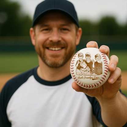 Custom Photo Engraved Baseball, Fathers Day Gifts For Dad, Best Dad Ever