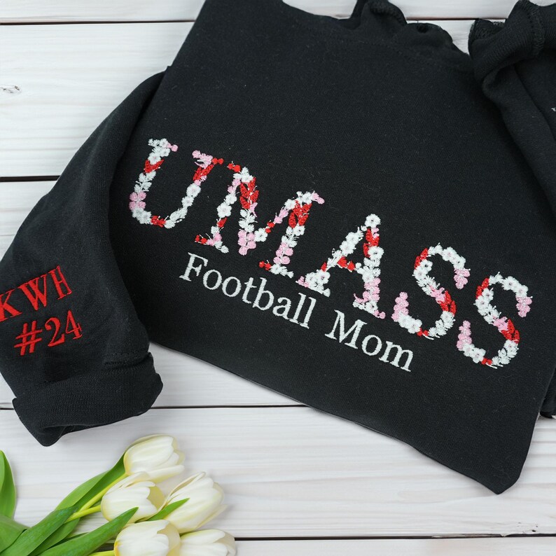 Custom College Floral Letter Embroidered Sweatshirt