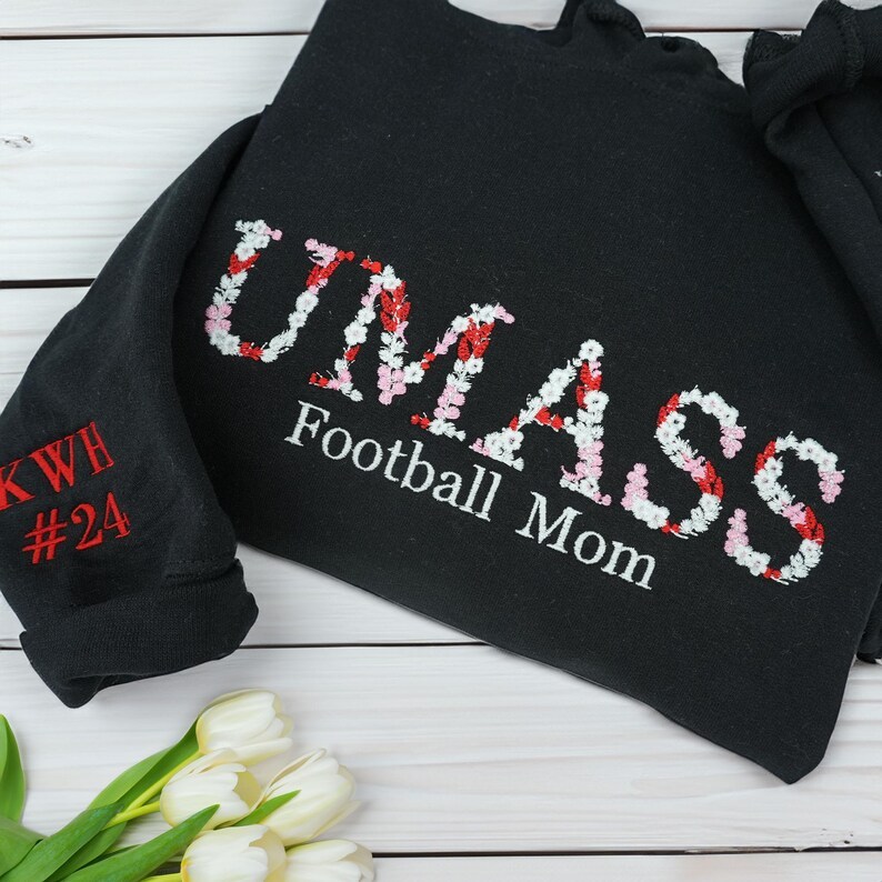 Custom College Floral Letter Embroidered Sweatshirt