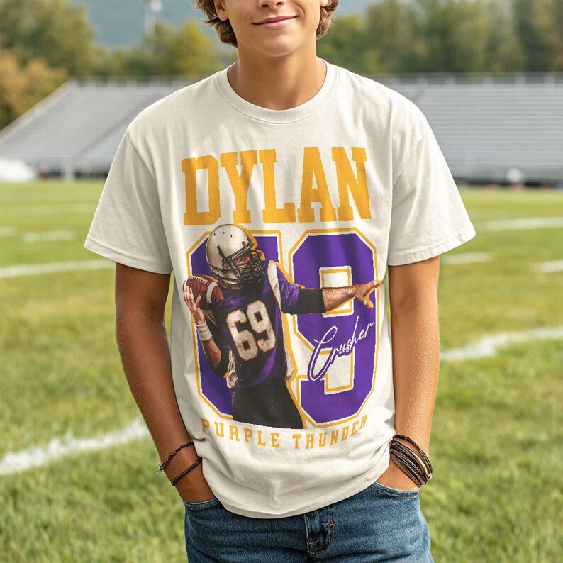 Custom American Football Player Photo Shirts, Football Team Gifts With Name And Number