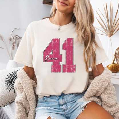 Custom Y2K Football Pullover Number T-Shirt, College Game Day Shirt