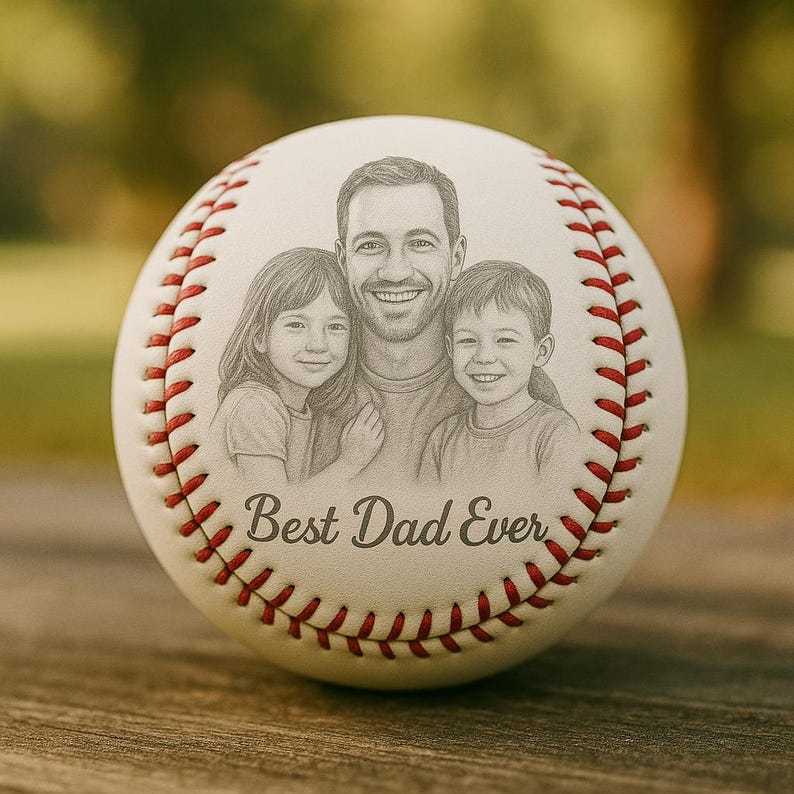 Custom Photo Engraved Baseball, Fathers Day Gifts For Dad, Best Dad Ever