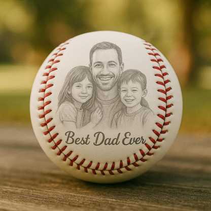 Custom Photo Engraved Baseball, Fathers Day Gifts For Dad, Best Dad Ever