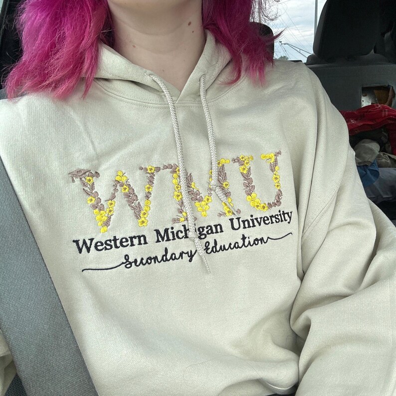 Custom College Floral Letter Embroidered Sweatshirt