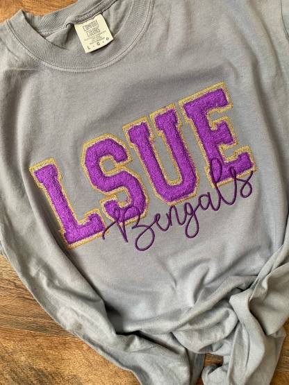 Customized Glitter Campus Team Lettering Embroidered Sweatshirt