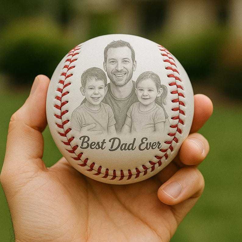 Custom Photo Engraved Baseball, Fathers Day Gifts For Dad, Best Dad Ever