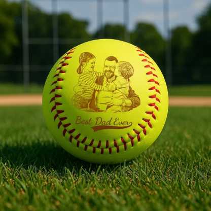 Custom Photo Engraved Baseball, Fathers Day Gifts For Dad, Best Dad Ever